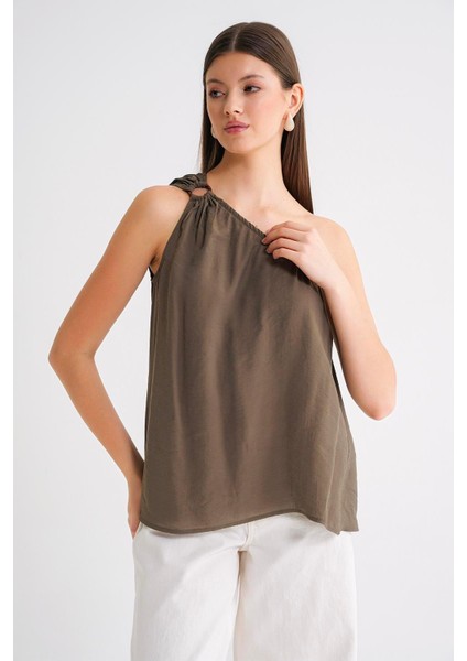 4665 Kadın Tek Omuz Askılı Bluz Haki fırsatları