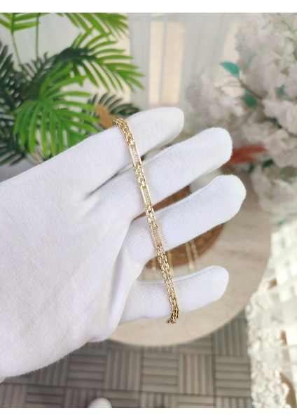 14 Ayar Altın Kaplama Zirkon Taşlı Vip Bileklik fiyatları
