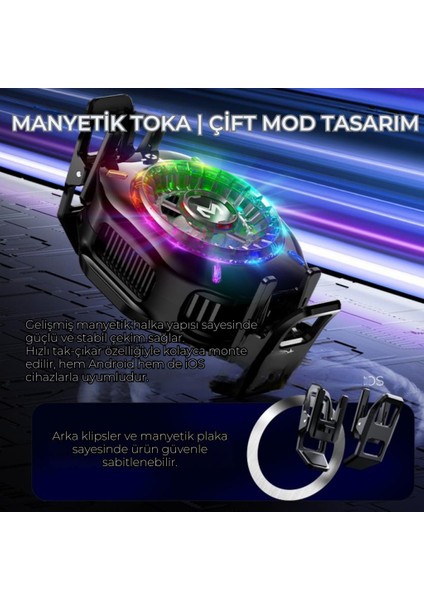 Gösteregeli 5000 Rpm Turbo Fan Işıklı Klipsli Buz Etkili Telefon Soğutucu Radyatör Tüm Telefonlara Uyumlu fiyatları