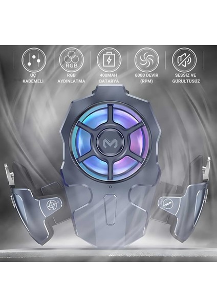 Profesyonel Turbo Fan 4000MAH 6000RPM 2in1 Ayarlanabilir Tetik Telefon Soğutucu Radyatör 3 Kademeli modelleri