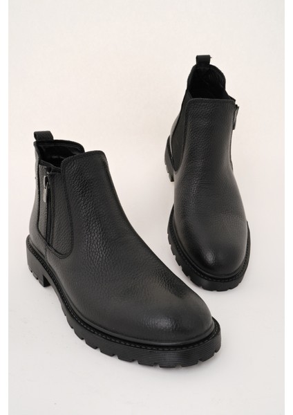 Luxor Hakiki Deri Fermuarlı Erkek Kışlık Bot