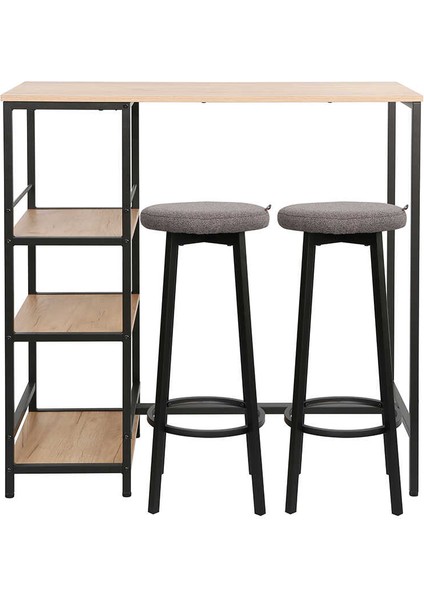 Step-Up 2 Tabureli Yüksek Ayaklı Raflı Yemek Masası Ceviz/siyah 100X50X100 fiyatları