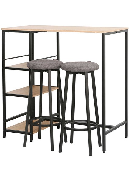 Step-Up 2 Tabureli Yüksek Ayaklı Raflı Yemek Masası Ceviz/siyah 100X50X100 modelleri