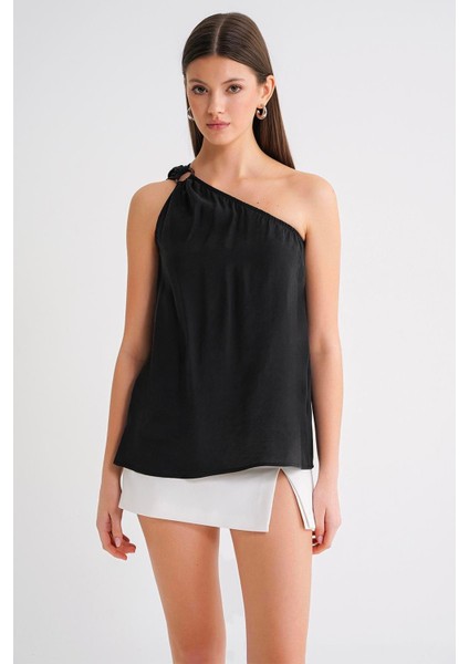 4665 Kadın Tek Omuz Askılı Bluz Siyah fiyatları