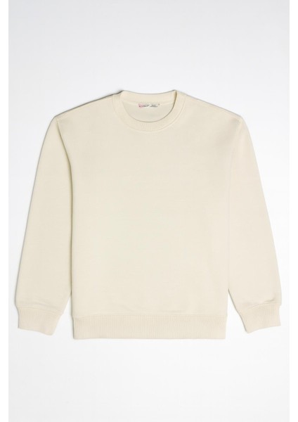 2021 Kadın Basic 3 Iplik Sweatshirt Bej