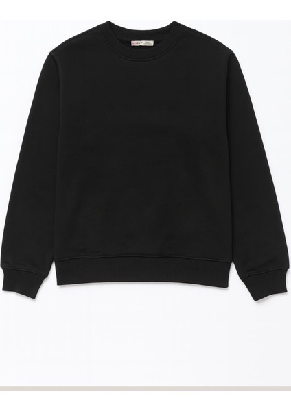 2021 Kadın Basic 3 Iplik Sweatshirt Siyah