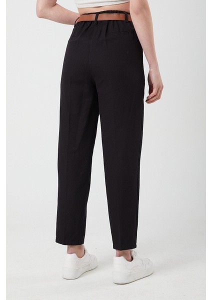 3657 Kadın Kemerli Havuç Pantolon Siyah indirimleri