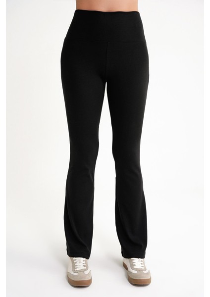 2016 Kadın Yüksek Bel Ispanyol Paça Örme Tayt Siyah fiyatları