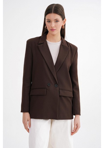 4516 Kadın Bezayağı Blazer Ceket Kahve