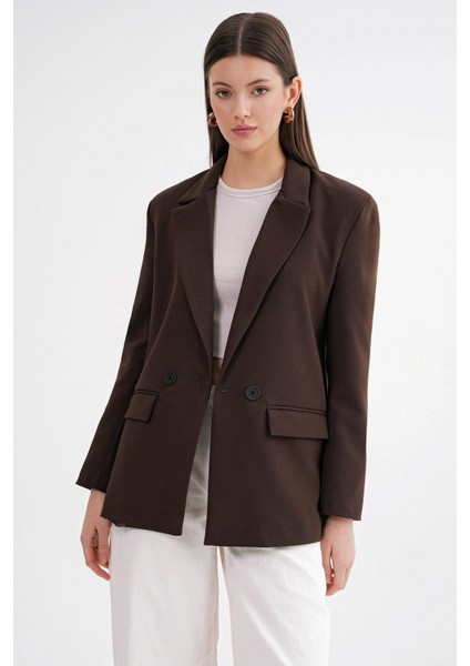 4516 Kadın Bezayağı Blazer Ceket Kahve modelleri