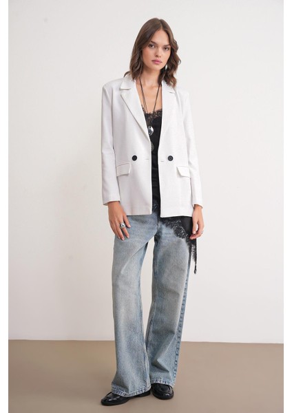 4516 Kadın Bezayağı Blazer Ceket Ekru fiyatları