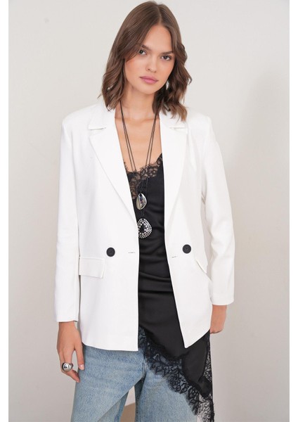 4516 Kadın Bezayağı Blazer Ceket Ekru fırsatları