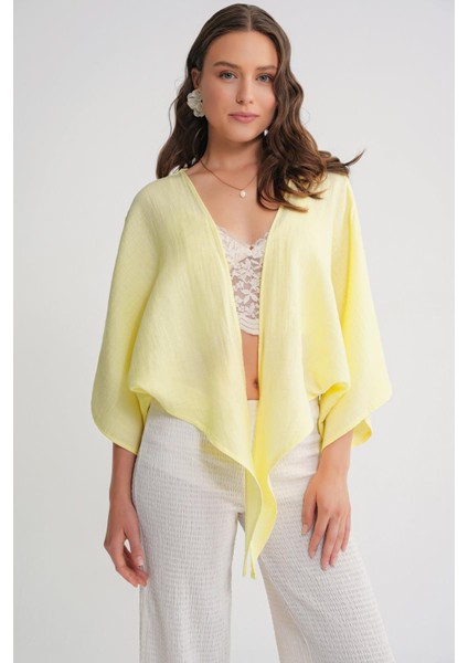 4723 Kadın Önü Bağlamalı Bolero Bluz Sarı