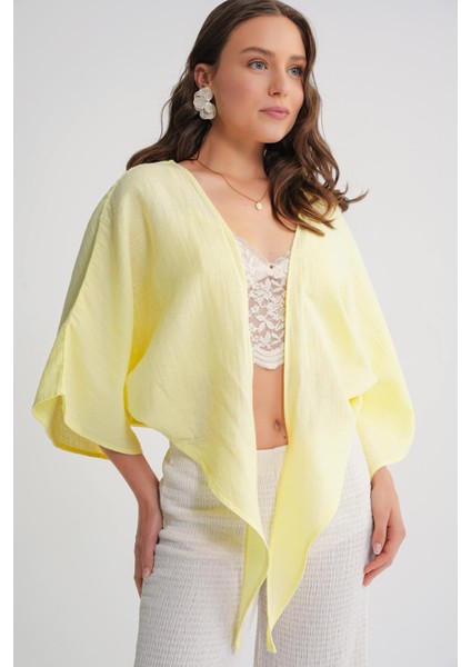 4723 Kadın Önü Bağlamalı Bolero Bluz Sarı indirimleri