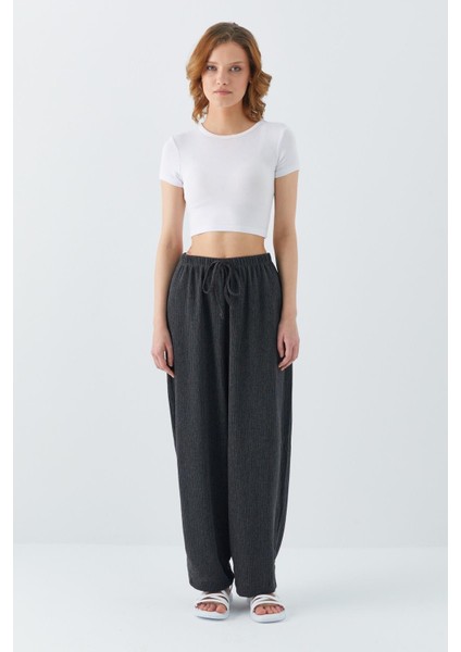 4584 Kadın Beli Lastikli Örme Şalvar Pantolon Antrasit fiyatları