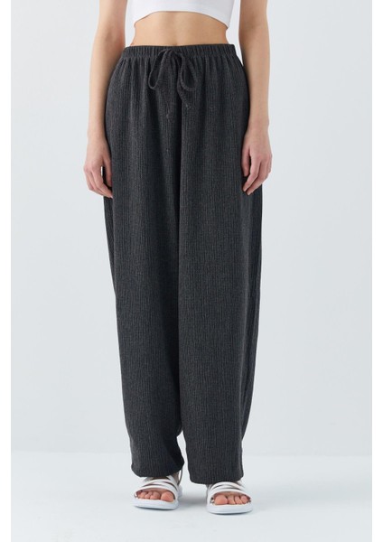4584 Kadın Beli Lastikli Örme Şalvar Pantolon Antrasit indirimleri