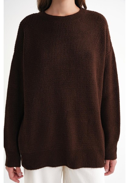 6949 Kadın Bisiklet Yaka Ince Örgülü Triko Kazak Kahve indirimleri