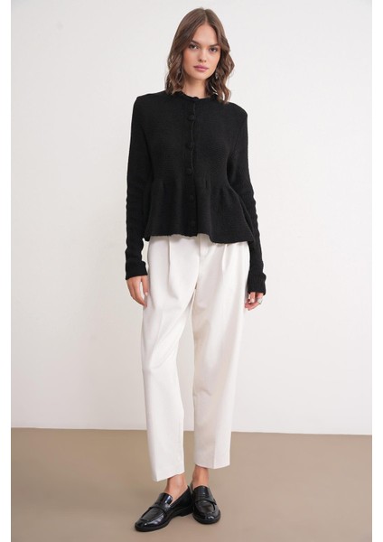 6958 Kadın Triko Peplum Hırka Siyah fiyatları