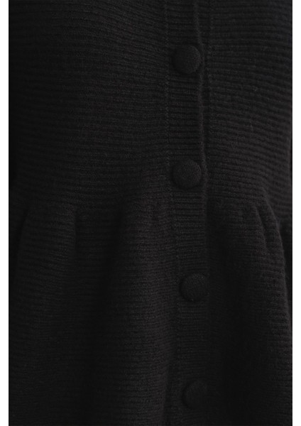 6958 Kadın Triko Peplum Hırka Siyah indirimleri