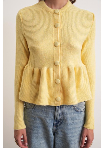 6958 Kadın Triko Peplum Hırka Sarı fırsatları