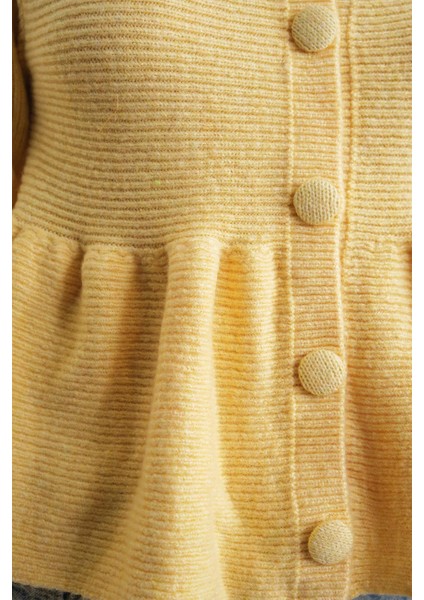 6958 Kadın Triko Peplum Hırka Sarı indirimleri