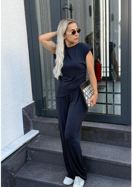 Rahat Kalıp Günlük Kullanım Kadın Lacivert Alt Üst Takım