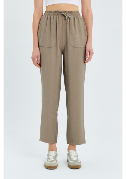 4617 Kadın Çift Cepli Dökümlü Pantolon Vizon fırsatları