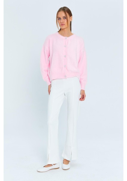 6902 Kadın Sakallı Basic Yumuşak Dokulu Triko Hırka Pembe fiyatları