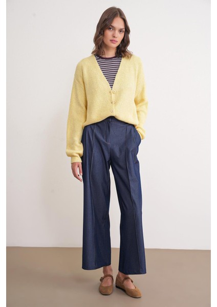 6943 Kadın V Yaka Selanik Hırka Sarı fiyatları