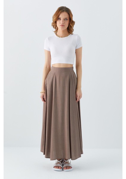 4631 Kadın Parçalı Kloş Etek Toprak fiyatları