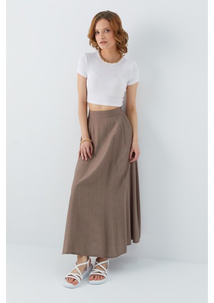 4631 Kadın Parçalı Kloş Etek Toprak modelleri