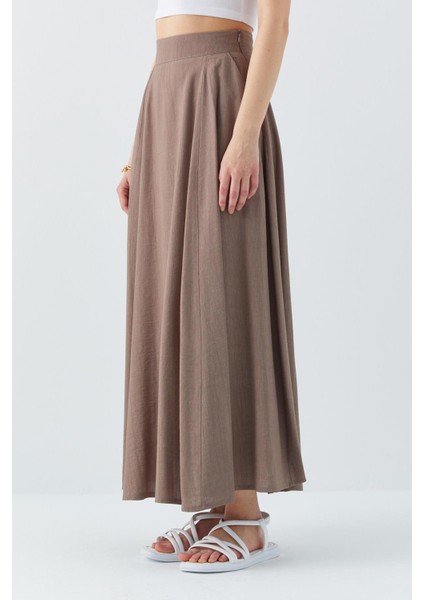 4631 Kadın Parçalı Kloş Etek Toprak indirimleri