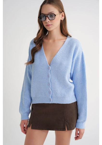 6943 Kadın V Yaka Selanik Hırka Bebe Mavi fırsatları