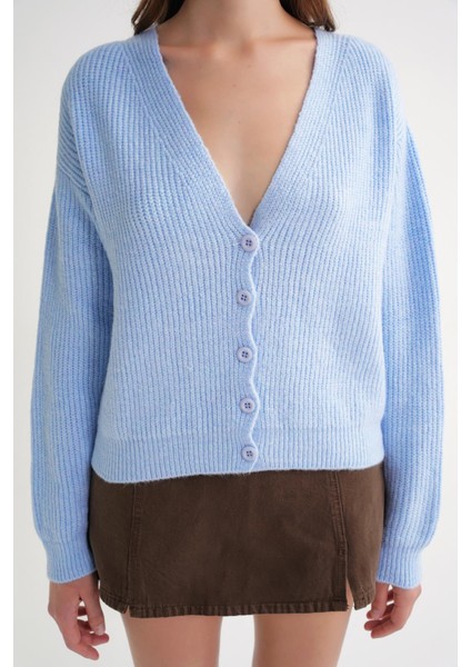 6943 Kadın V Yaka Selanik Hırka Bebe Mavi indirimleri