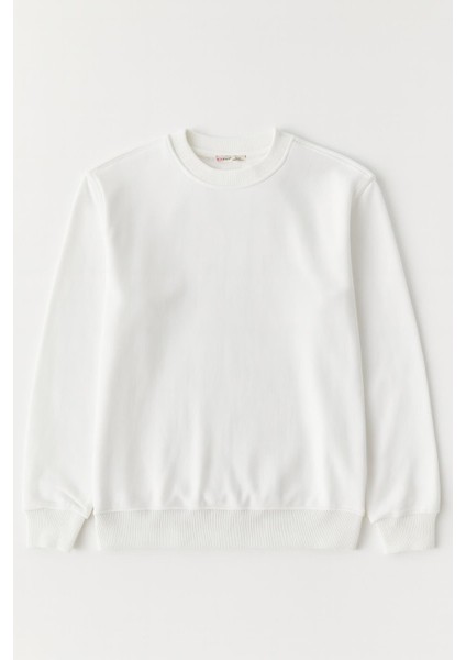 2021 Kadın Basic 3 Iplik Sweatshirt Beyaz