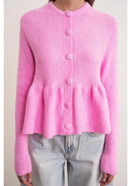 6958 Kadın Triko Peplum Hırka Pembe fırsatları