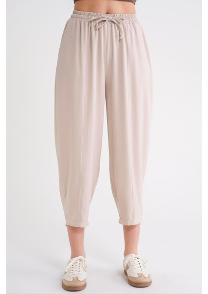 4307 Kadın Beli Lastikli Parçalı Şalvar Pantolon Taş fırsatları