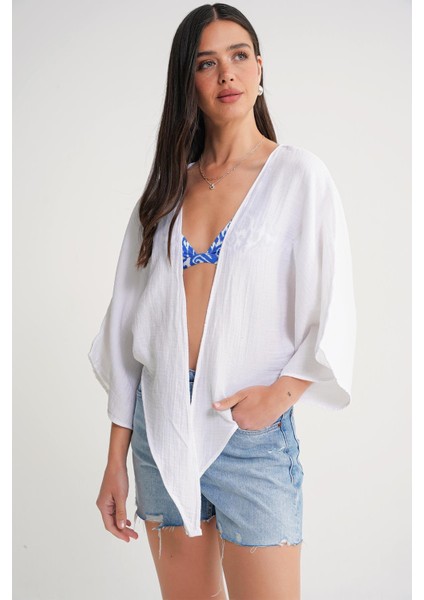 4723 Kadın Önü Bağlamalı Bolero Bluz Ekru fırsatları