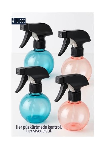 Boş Sprey Şişe 4 x 250 ml 4 Adet 250 ml Renkli Sprey Şişe – 4’lü Çok Amaçlı Set fiyatları