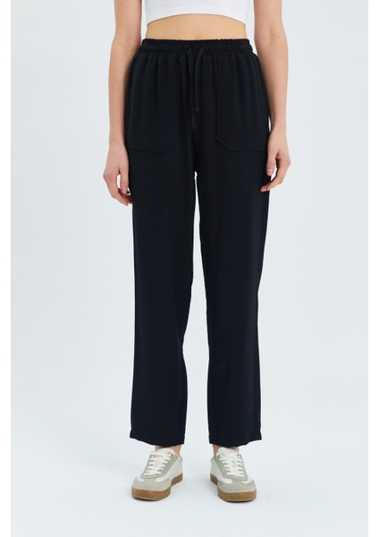 4617 Kadın Çift Cepli Dökümlü Pantolon Siyah fırsatları