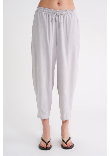 4307 Kadın Beli Lastikli Parçalı Şalvar Pantolon Gri fırsatları