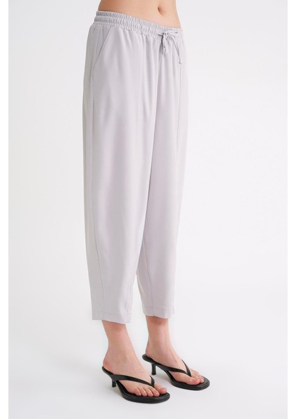 4307 Kadın Beli Lastikli Parçalı Şalvar Pantolon Gri indirimleri