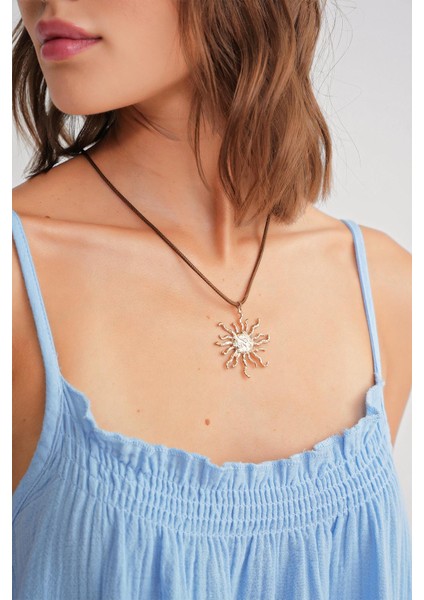 4740 Kadın Askılı Müslin Midi Elbise Bebe Mavi indirimleri