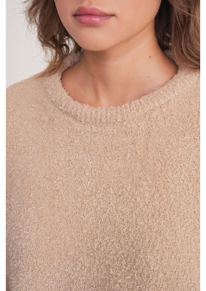 6917 Kadın Buklet Basic Triko Kazak Bej fırsatları