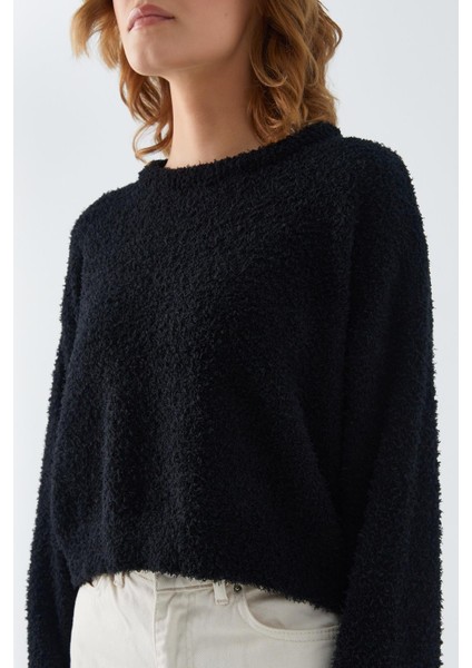 6917 Kadın Buklet Basic Triko Kazak Siyah fırsatları