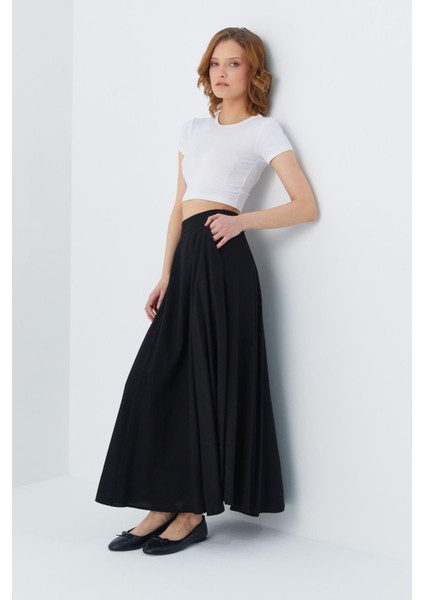 4631 Kadın Parçalı Kloş Etek Siyah fiyatları