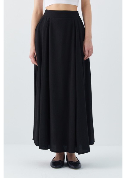 4631 Kadın Parçalı Kloş Etek Siyah fırsatları