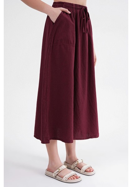 4633 Kadın Yandan Cepli Parçalı Etek Bordo indirimleri