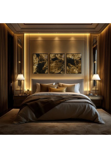 :temperli Cam Üçlü Set Tablo, Tablo, Üçlü Tablo, Uv Baskı, Cam Tablo, 3’lü Set, CUT006