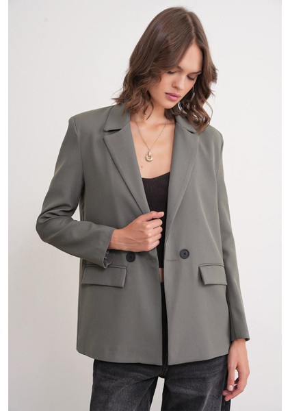 4516 Kadın Bezayağı Blazer Ceket Haki